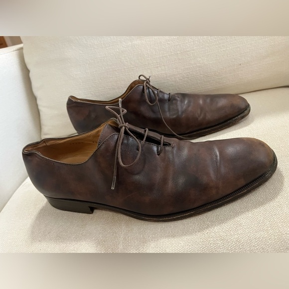 Gravati Handmade In Italy Mens Derby Dress Shoes Brown Leather Size 9.5 main image 4